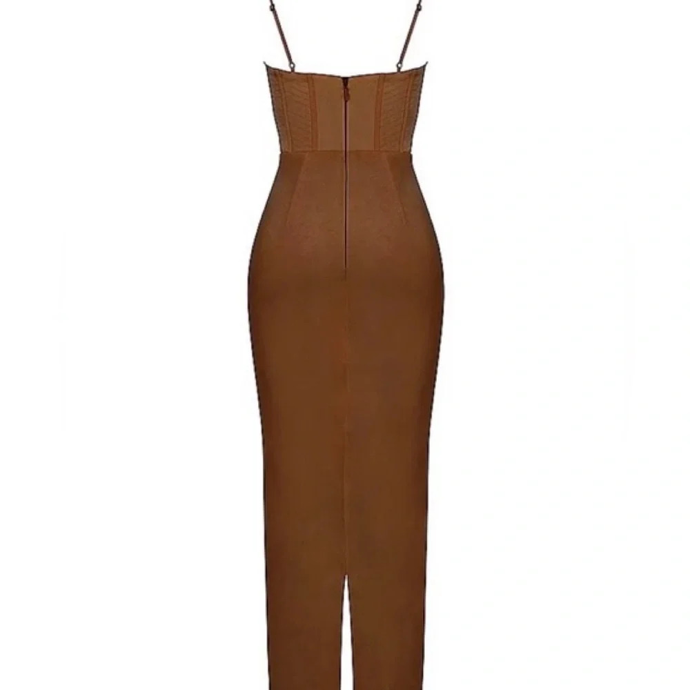 House of CB Brown Charmaine Maxi Dress Long - Picture 3 of 4